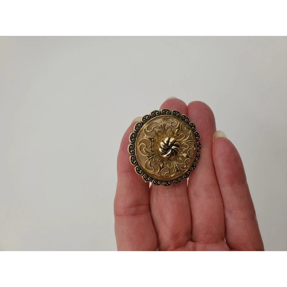 Vtg West Germany Gold Tone Filigree Scarf Clip Lovely